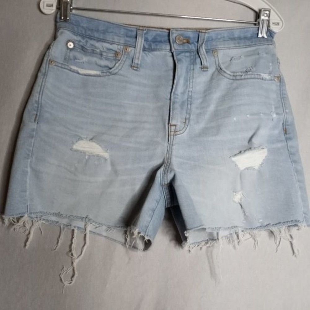 Madewell Shorts Womens Size 27 Junior Denim High-Rise Distressed Frayed Hem